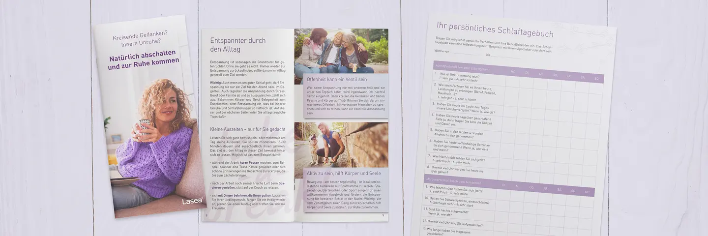 Lasea Broschuere und Schlaftagebuch