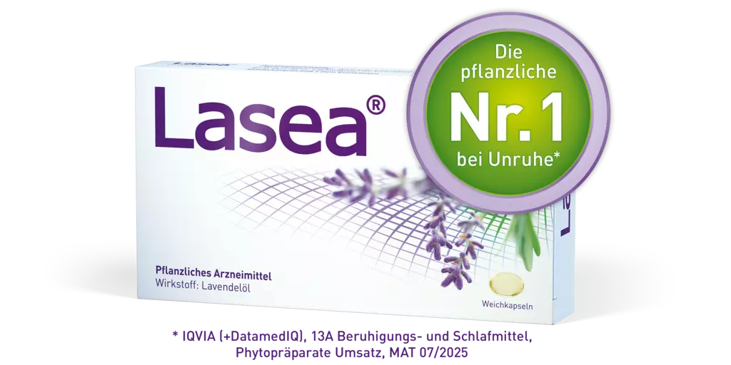 Lasea Packung mit Störer "Die pflanzliche Nr. 1 bei Unruhe"