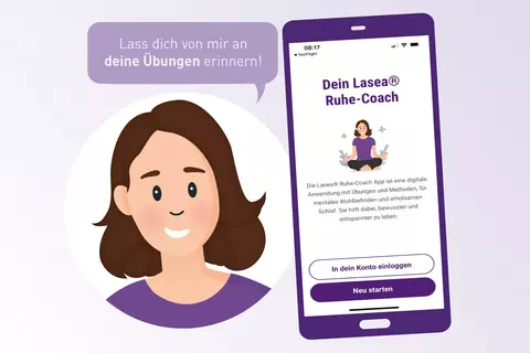 App-Darstellung mit Info: Lass dich von mir an deine Übungen erinnern!
