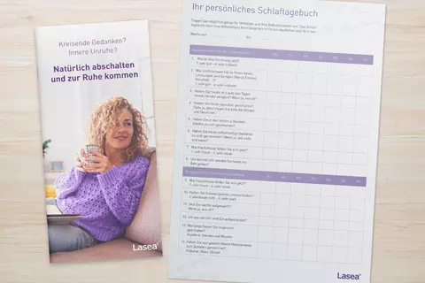 Lasea Broschuere und Schlaftagebuch