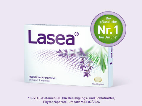 Lasea Packung mit Störer "Die pflanzliche Nr. 1 bei Unruhe"
